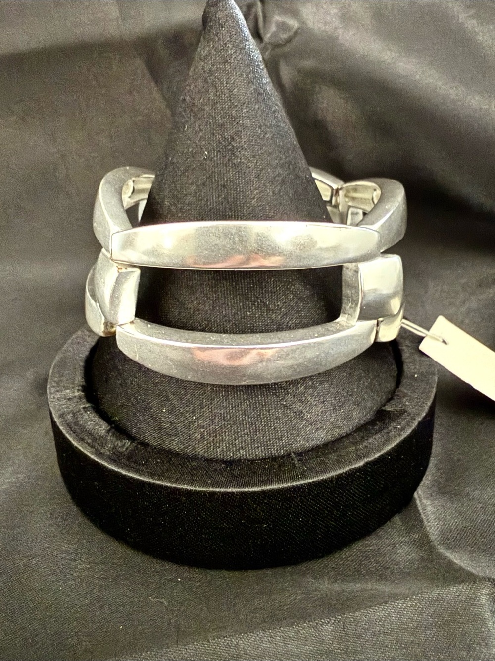 Kenneth Cole NY Silver Tone Geometric Stretch Link Statement Bracelet NWT
